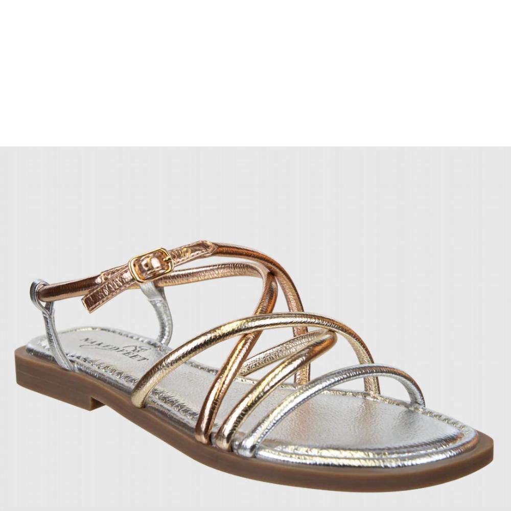 NEW NAKED FEET women's minimalist flat sandals in gold